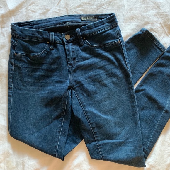 blue spray on skinny jeans